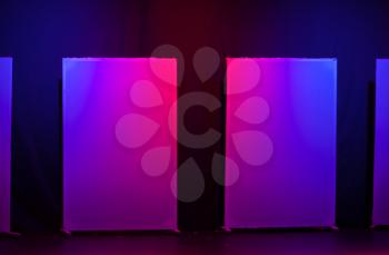 Abstract theatrical scenery stand on the stage with colorful illumination