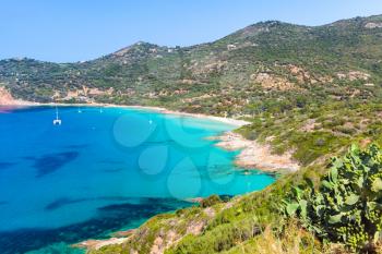 Summer coastal landscape of South Corsica. Azure bay of Piana region, France