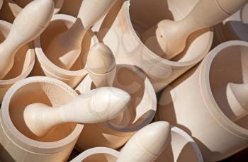 Wooden mortars with pestles