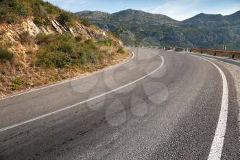 Rural mountain asphalt highway in Montenegro