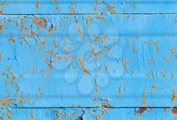 Blue metal wall with rust. Background texture