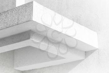 Abstract white architecture fragment with walls and decoration design elements, black and white photo