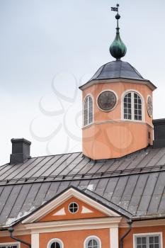 Porvoo, Finland. Facade fragment Town Hall, one of the most popular touristic landmark