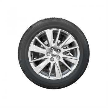 Modern suv car wheel, front view isolated on white background