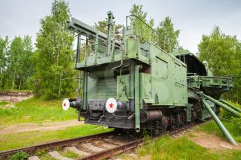 Soviet historical military monument in Krasnaya Gorka fort. TM-1-180 Railway Gun