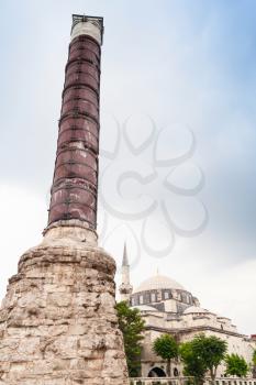 Column of Constantine also known as the Burnt Stone or the Burnt Pillar, is a Roman monumental column constructed on the orders of the emperor Constantine the Great. Landmark of Istanbul, Turkey