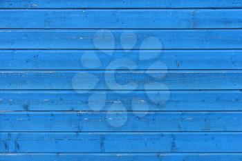 Blue rural wooden wall, close-up background photo texture