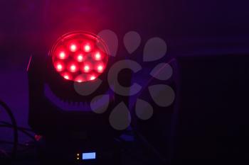 Stage LED spot light with red mood, modern stage illumination equipment