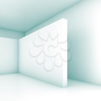 Abstract white empty room, contemporary interior design,walls installation. Square 3d render with blue tonal filter