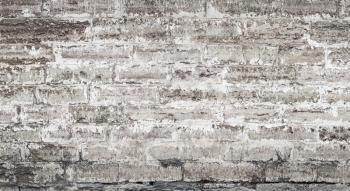 Old dirty gray brick wall, closeup flat background photo texture