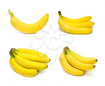 Ripe bananas set isolated on white background