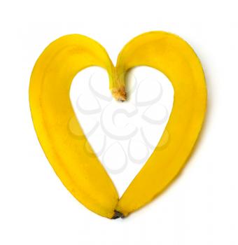 banana heart isolated on white