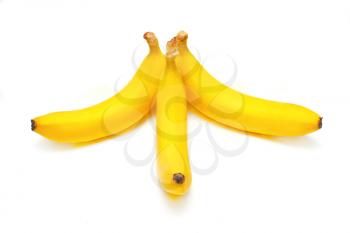 3 bananas isolated on white