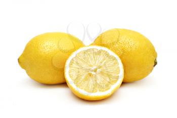 Three lemons isolated on white