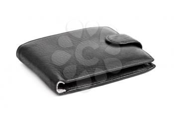 Black leather wallet isolated on a white background