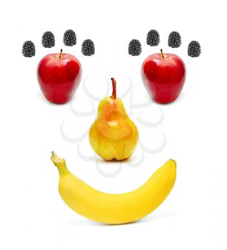 Smiling fruits isolated on a white background