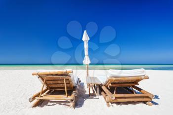 Sun beds on the lonely beach, Boracay