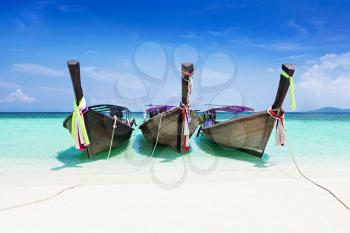 Longtail boats at the beautiful beach, Thailand