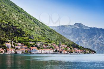 View to Perast town from the sea, Montenegro