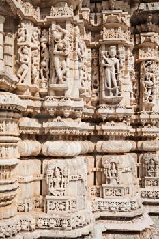 Decor of Ranakpur Temple in Rajasthan, India