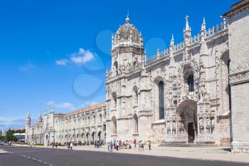 The Jeronimos Monastery or Hieronymites Monastery is located in Lisbon, Portugal