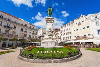 Joaquim Antonio de Aguiar monument at Largo da Portagem in Coimbra, Portugal. He was a prominent Portuguese politician.