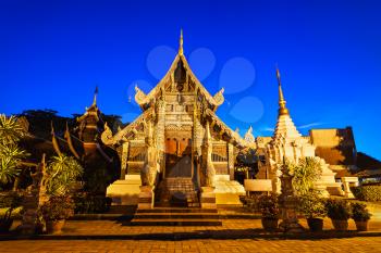 Wat Chedi Luang Temple at sunset, Chiang Mai, Thailand