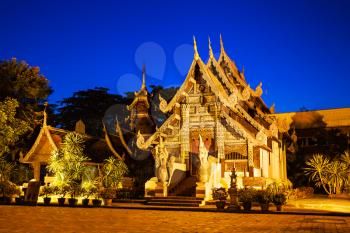 Wat Chedi Luang Temple at sunset, Chiang Mai, Thailand