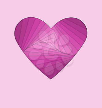 hand-made paper folding heart isolated on violet background