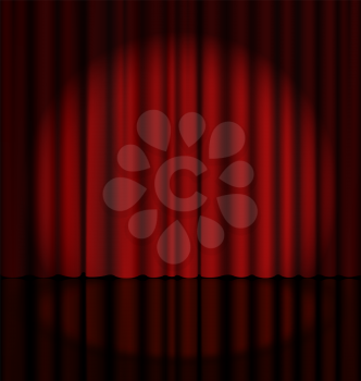 Red Stage Curtain with Light Spot