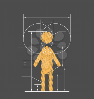 Drawing symbolized human resource isolated on gray background