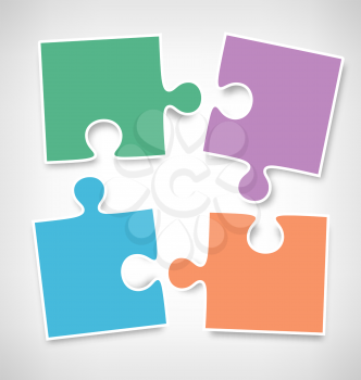 Four Puzzle Jigsaw Infographic Elements on Grayscale Background