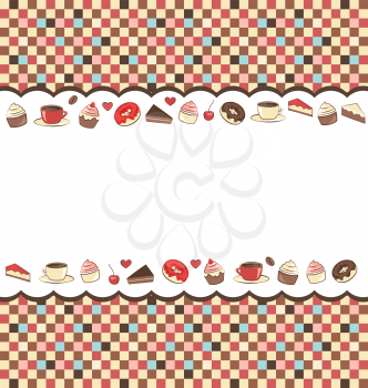 Sweets frame on mosaic background