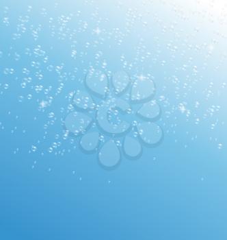 Air Bubbles in Water on Blue Background