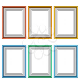 Six multicolored frames isolated on white background