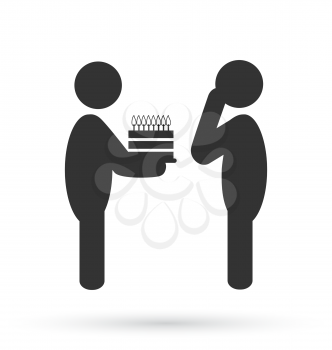 Flat birthday icon isolated on white background