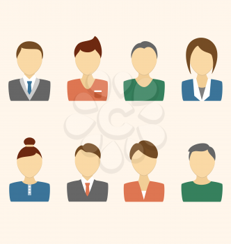 Set of business avatar office employees on beige background