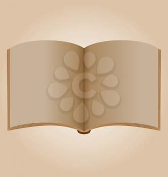Old open book on brown background