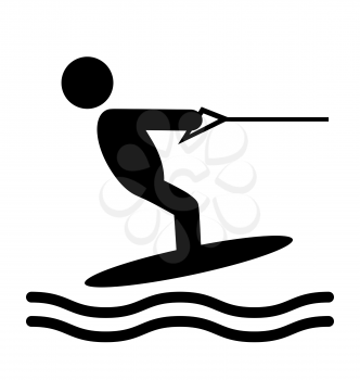 Summer Water Sport Pictograms Flat People Icons Isolated on White Background