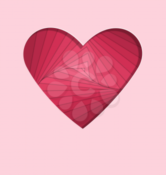 hand-made paper folding heart isolated on pink background