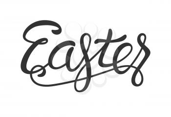 Easter Lettering Black Isolated on White Background