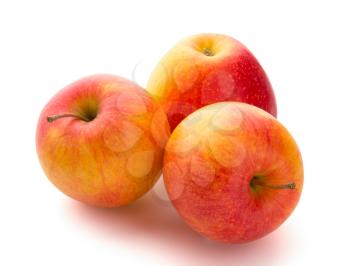 Three apples. Isolated over white background. Fresh fruit.