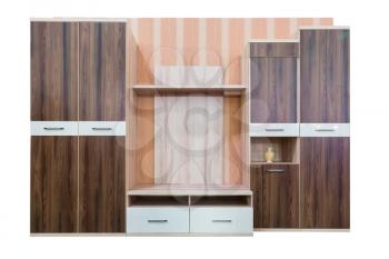 Modern empty wooden cupboard isolated