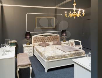 Modern bedroom interior in beige tone