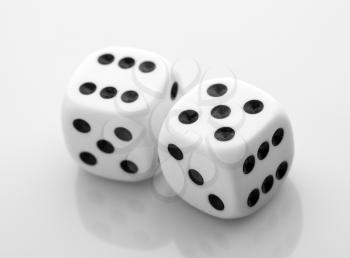 Two dice isolated over white