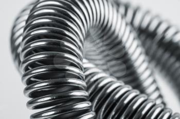 Close-up of coiled metal springs