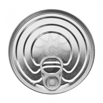 Metallic tin. Isolated over white background. Food packing.