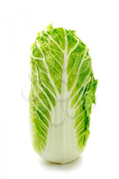 Green cabbage. Isolated over white background. Fresh vegetables.