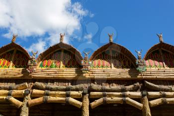 Antique indigenous temple against blue sky