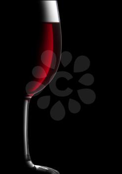 Close-up of red wine wineglass in dark